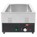 A rectangular stainless steel Hatco countertop food warmer with a black and red control dial.