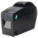 A black Tor Rey DT-2 thermal label printer with blue and yellow buttons.