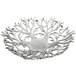 A silver cast aluminum display tray with a branch design.