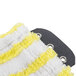 A yellow and white striped Unger SmartColor MicroMop pad with a metal button.