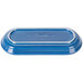 A blue rectangular Fiesta bread tray with a white border.