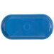A blue rectangular Fiesta china bread tray with a circle in the middle.