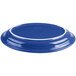 A blue platter with a white border.