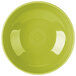A close-up of a Fiesta Lemongrass large china bistro bowl with a circular pattern in lime green.