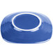 A close-up of a Fiesta® Lapis square salad plate with a white rim and blue base.