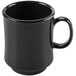 A black GET Tritan mug with a handle.