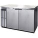 A Continental Refrigerator stainless steel back bar refrigerator with two solid doors.
