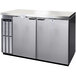A stainless steel Continental Back Bar Refrigerator with two solid doors.