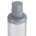 A grey plastic bottle with a metal cap.