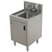 An Advance Tabco stainless steel underbar hand sink with a cabinet base and faucet.