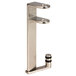 A rectangular stainless steel Micro Matic faucet lock with a black rubber tip.