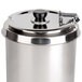 A stainless steel lid for an Avantco soup kettle.
