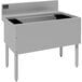 A stainless steel rectangular underbar ice bin with a 10-circuit cold plate inside.