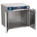 A stainless steel Alto-Shaam hot holding cabinet with a door open.