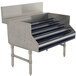 An Advance Tabco stainless steel liquor display rack with five tiers.