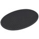 An American Metalcraft black oval silicone trivet with a grid pattern.