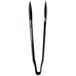 A black rectangular pair of Fineline Platter Pleasers plastic tongs with sharp tips.