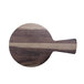 An Elite Global Solutions faux hickory wood serving board with a handle.