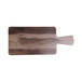 An Elite Global Solutions rectangular faux hickory wood serving board with a handle.