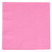 A close-up of a pink napkin with a white border.