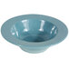 A close-up of an Elite Global Solutions Cameo Blue melamine bowl with a rim.