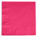 A hot magenta pink Creative Converting beverage napkin with a white background.
