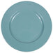 A blue Elite Global Solutions melamine plate with a white rim.