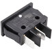 A black Cecilware 2-position On/Off rocker switch with silver metal inserts.