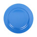 A blue plate with a circular pattern on a white background.