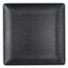 An Elite Global Solutions black square plate with a black rim.