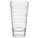 A clear plastic cup with a white stripe.