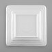 A white square Elite Global Solutions melamine plate with a square design.