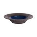 An Elite Global Solutions Durango melamine bowl with a blue rim and brown base.