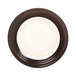 An Elite Global Solutions Durango melamine bowl with a white interior and brown exterior.