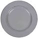 A gray melamine plate with a double black line trim.