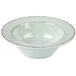 A white melamine bowl with brown lines on the rim.