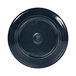 A black Elite Global Solutions Durango melamine plate with a two-tone rim.