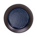 An Elite Global Solutions Durango lapis blue melamine plate with a chocolate brown rim.