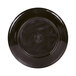 An Elite Global Solutions round black melamine plate with a circular design in the center.