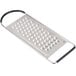 A Tablecraft stainless steel flat grater with a handle on top.