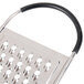 A close-up of a Tablecraft stainless steel flat grater with extra coarse holes.