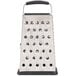 A Tablecraft stainless steel box grater with soft grip handles.