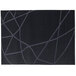 A close up of a dark navy PVC placemat with a geometric pattern.