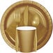 A white 1/4 fold luncheon napkin with a gold background.