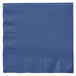A navy blue Creative Converting luncheon napkin with a folded edge.
