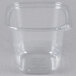 A clear plastic 24 oz. Square Recycled PET Deli Container with a clear lid.