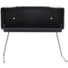 A black rectangular plastic wall rack with legs for Robot Coupe discs and blades.