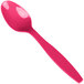 A Creative Converting hot magenta pink plastic spoon.