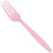 A close-up of a Classic Pink Creative Converting plastic fork.