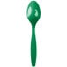 A Creative Converting emerald green plastic spoon.